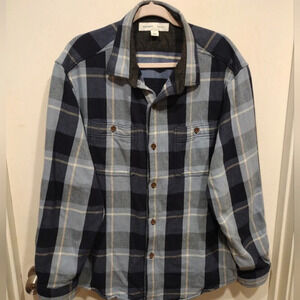 Old Navy Men's Blue Plaid Shirt Jacket Shacket Sz XXL-Outdoor Hiking Grunge